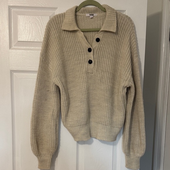 BB Dakota by Steve Madden Sweaters - Women's Cream Sweater with Button Detail